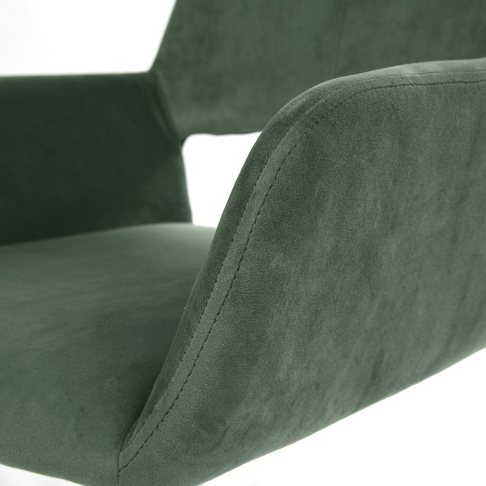 Green and Silver Upholstered and Steel Adjustable Swivel Rolling Office Chair