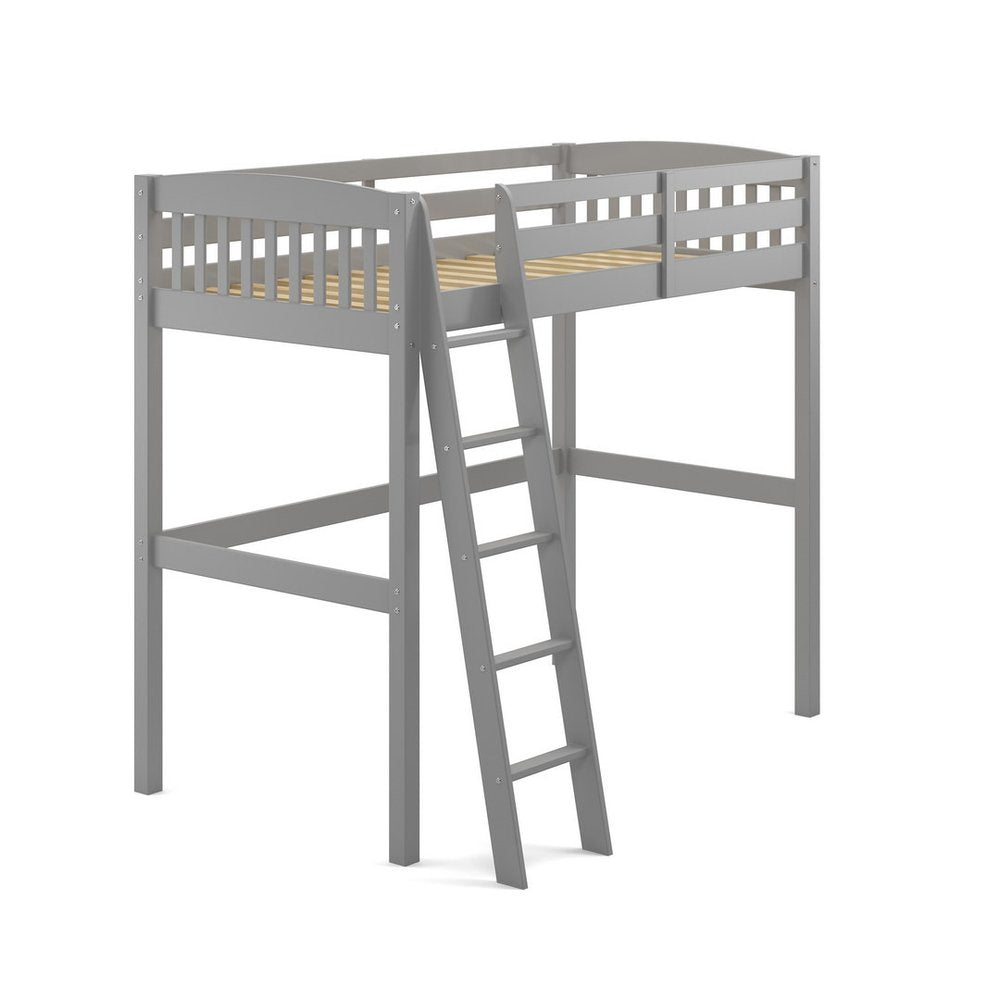 Gray Slat Solid Wood Twin Loft Bed