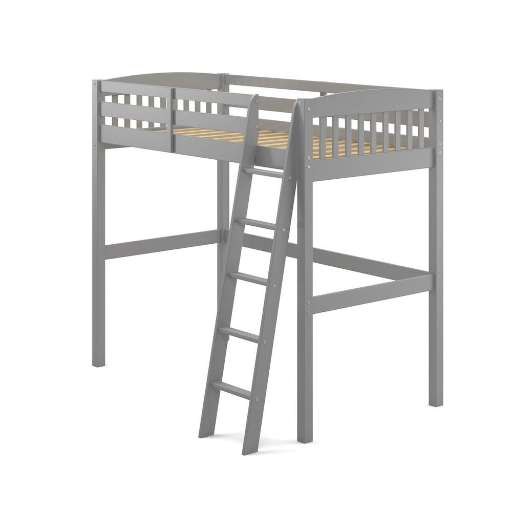 Gray Slat Solid Wood Twin Loft Bed
