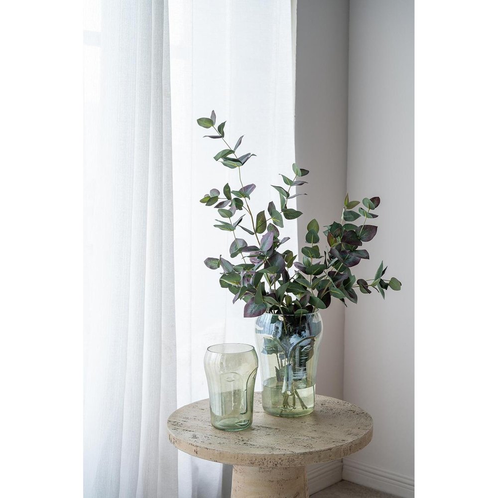 Set of Two Light Green Glass Modern Abstract Faces Table Vases