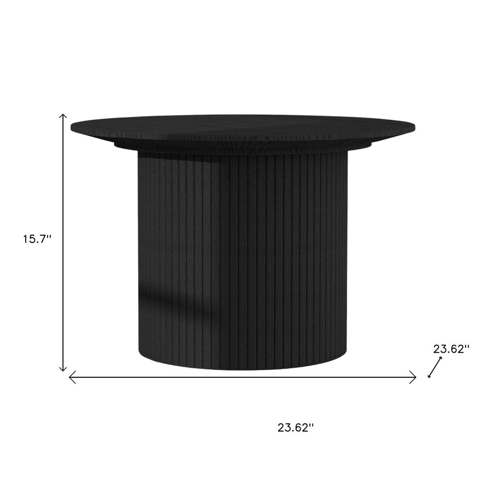 24" Black Wood Round Pedestal Coffee Table