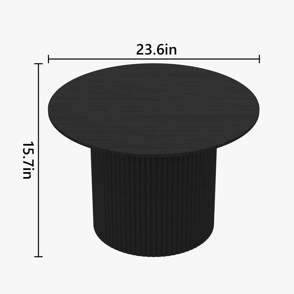 24" Black Wood Round Pedestal Coffee Table