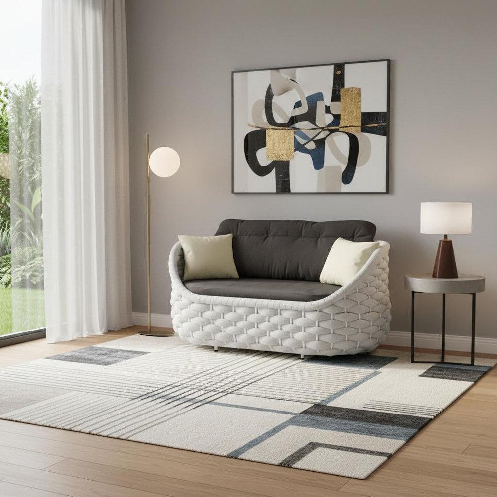64" Gray Fabric Sofa