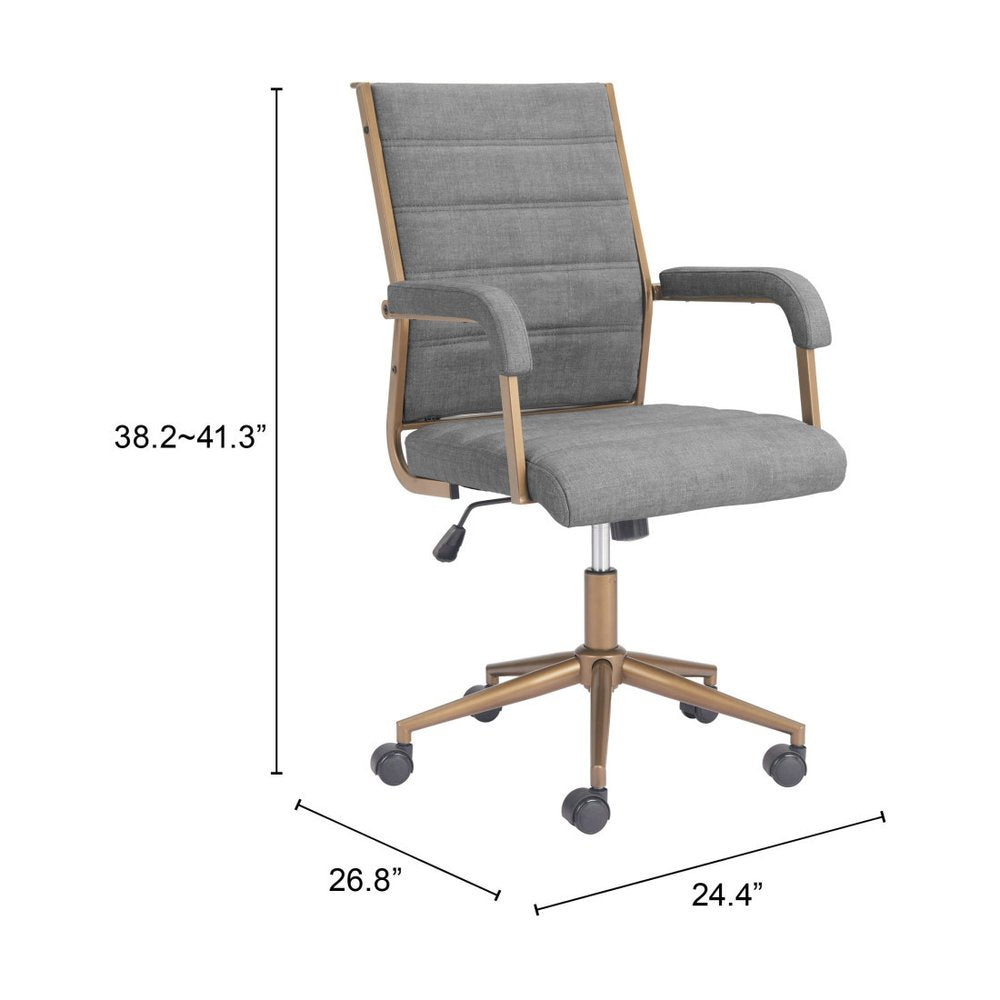 Gray and Bronze Adjustable Height Swivel Rolling Office Chair