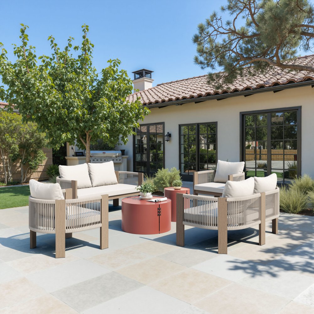 29" Terra Cotta Rounded Aluminum Outdoor Coffee Table
