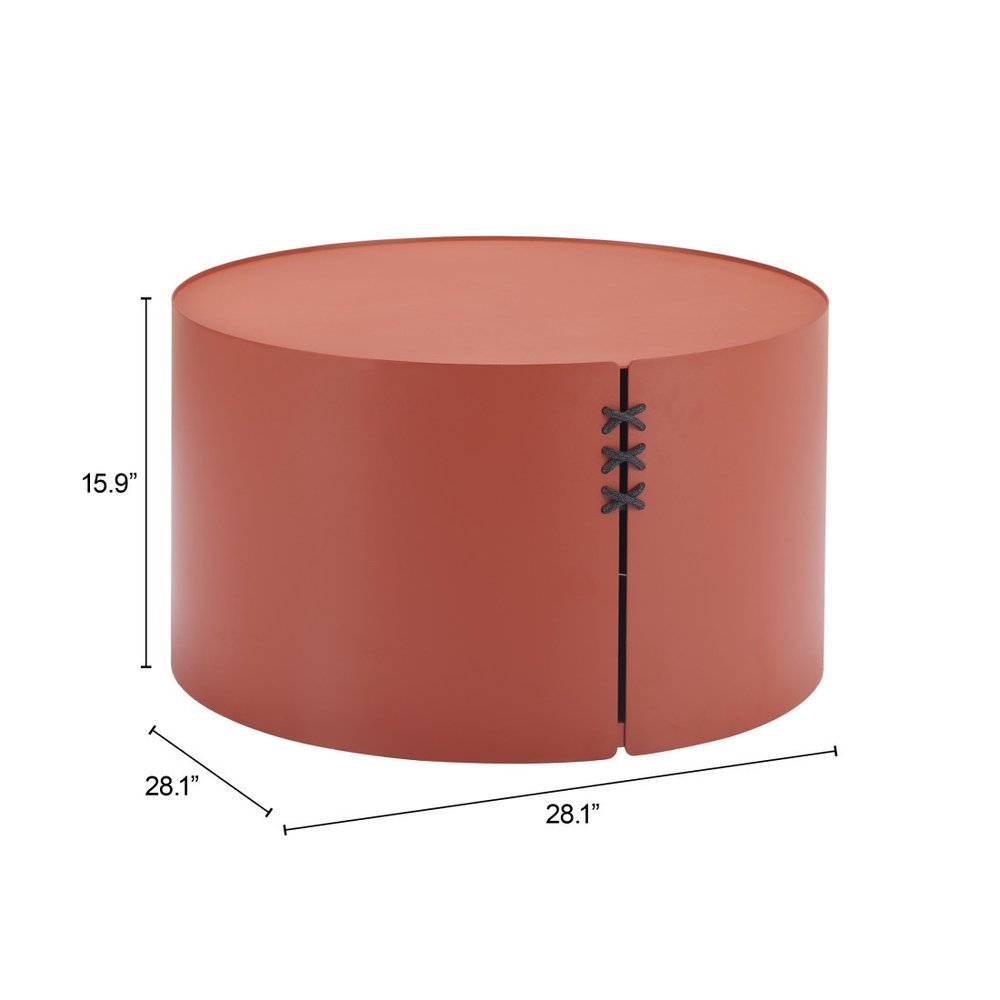 29" Terra Cotta Rounded Aluminum Outdoor Coffee Table