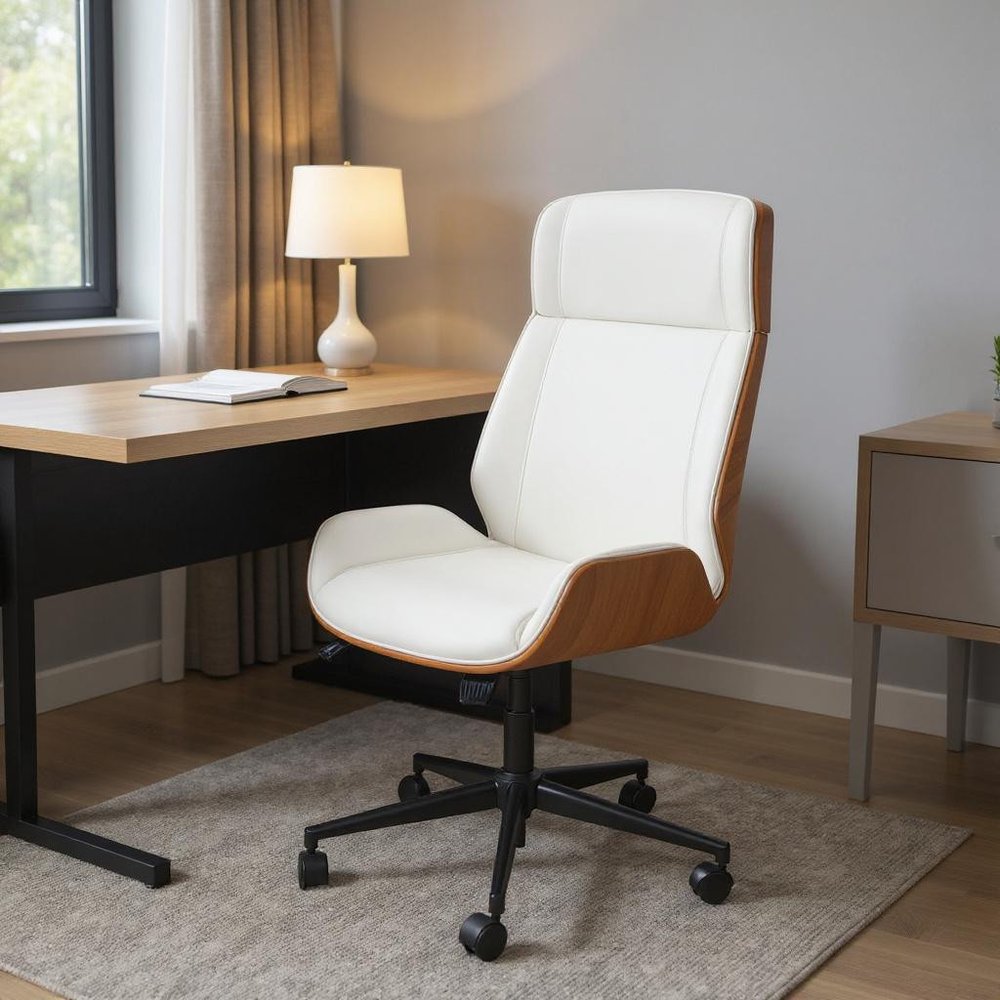 White Adjustable Height Rolling Office Chair