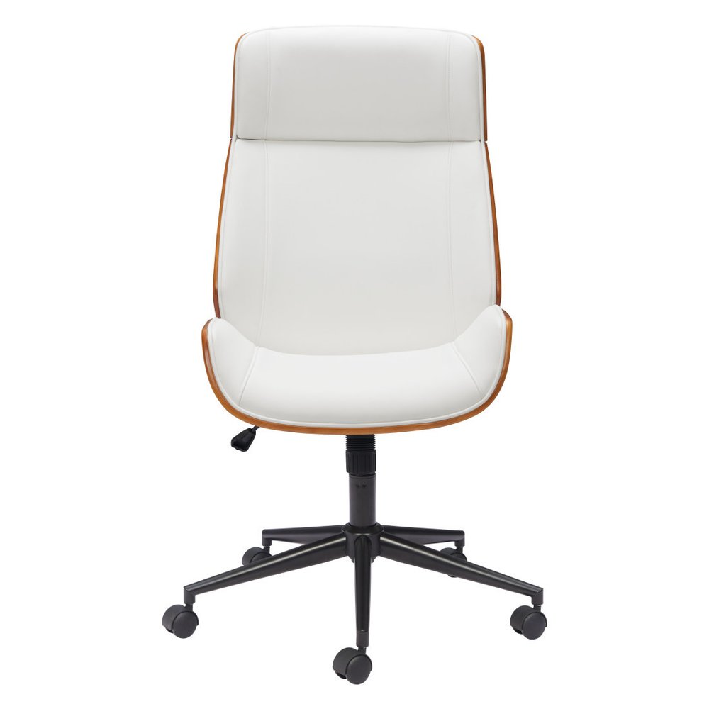 White Adjustable Height Rolling Office Chair
