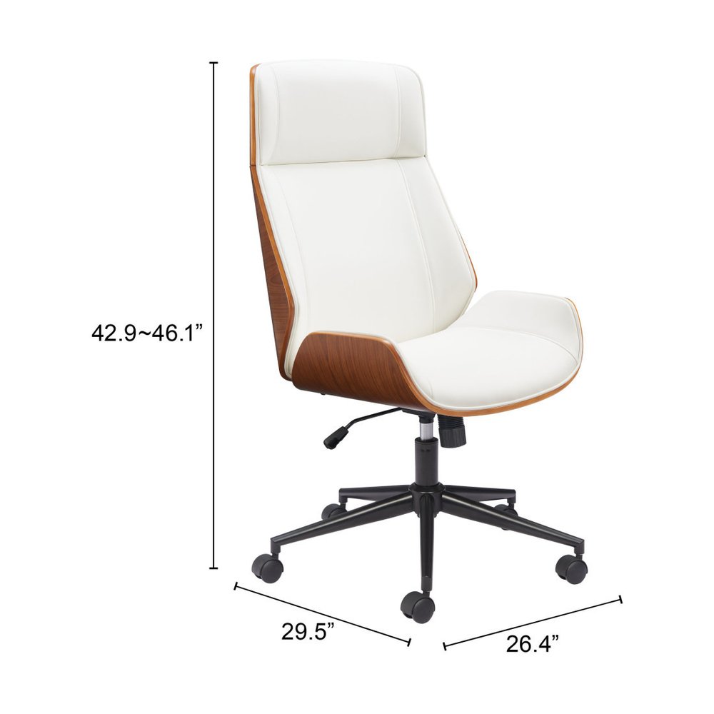White Adjustable Height Rolling Office Chair