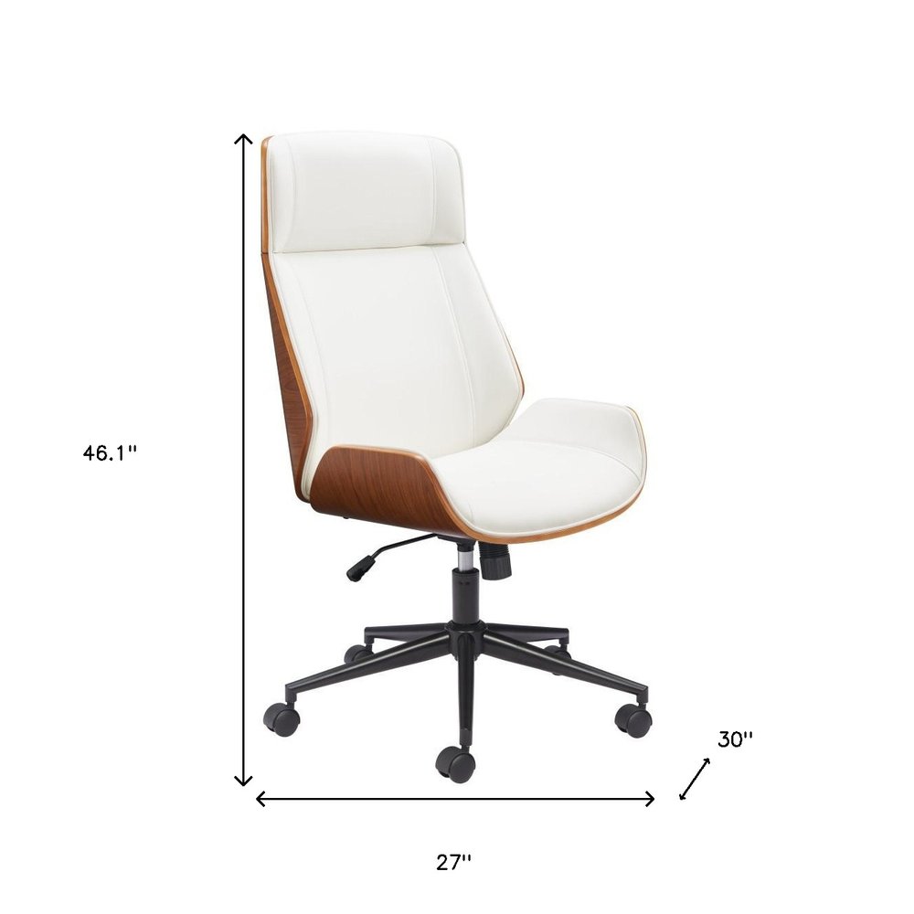 White Adjustable Height Rolling Office Chair