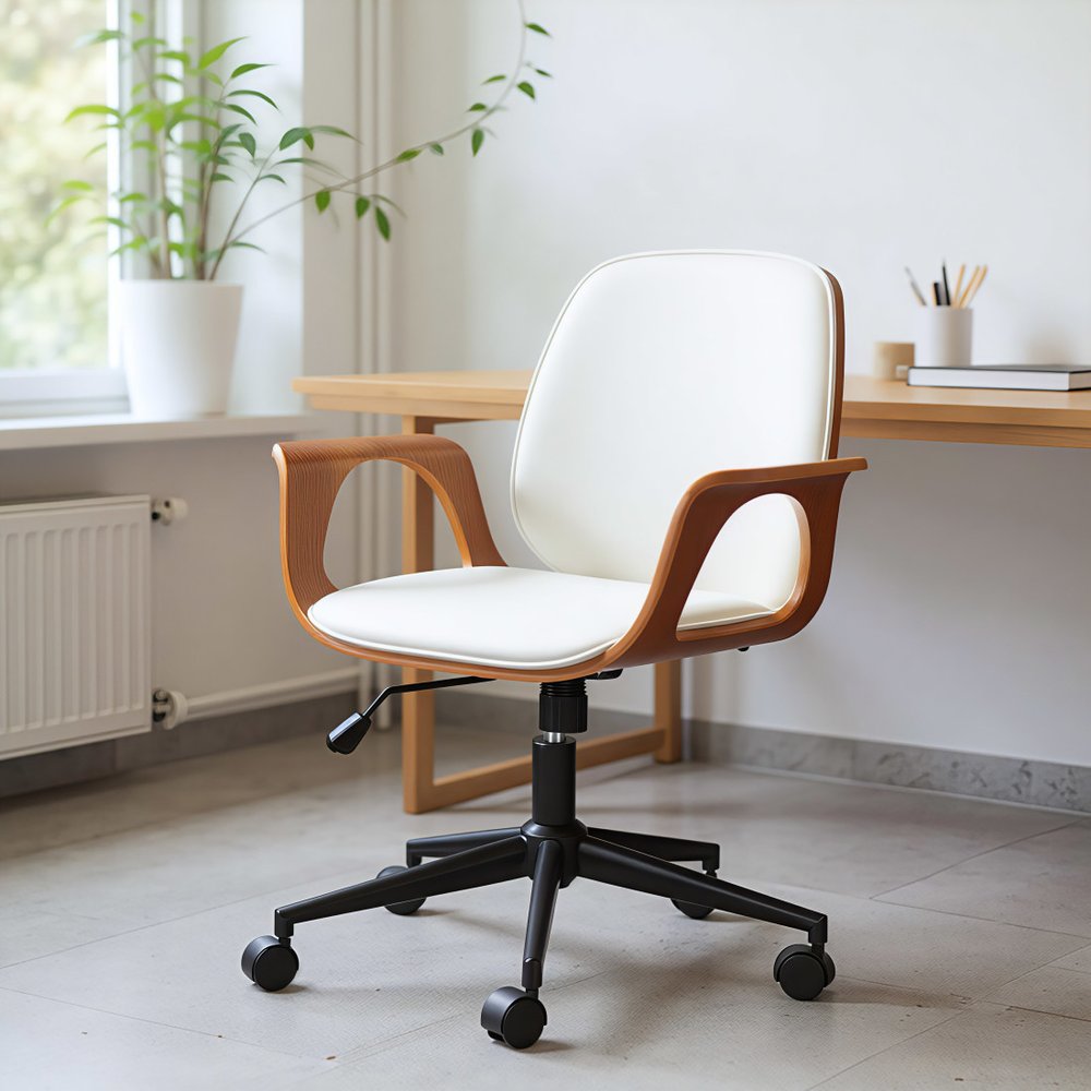 White Adjustable Height Rolling Office Chair