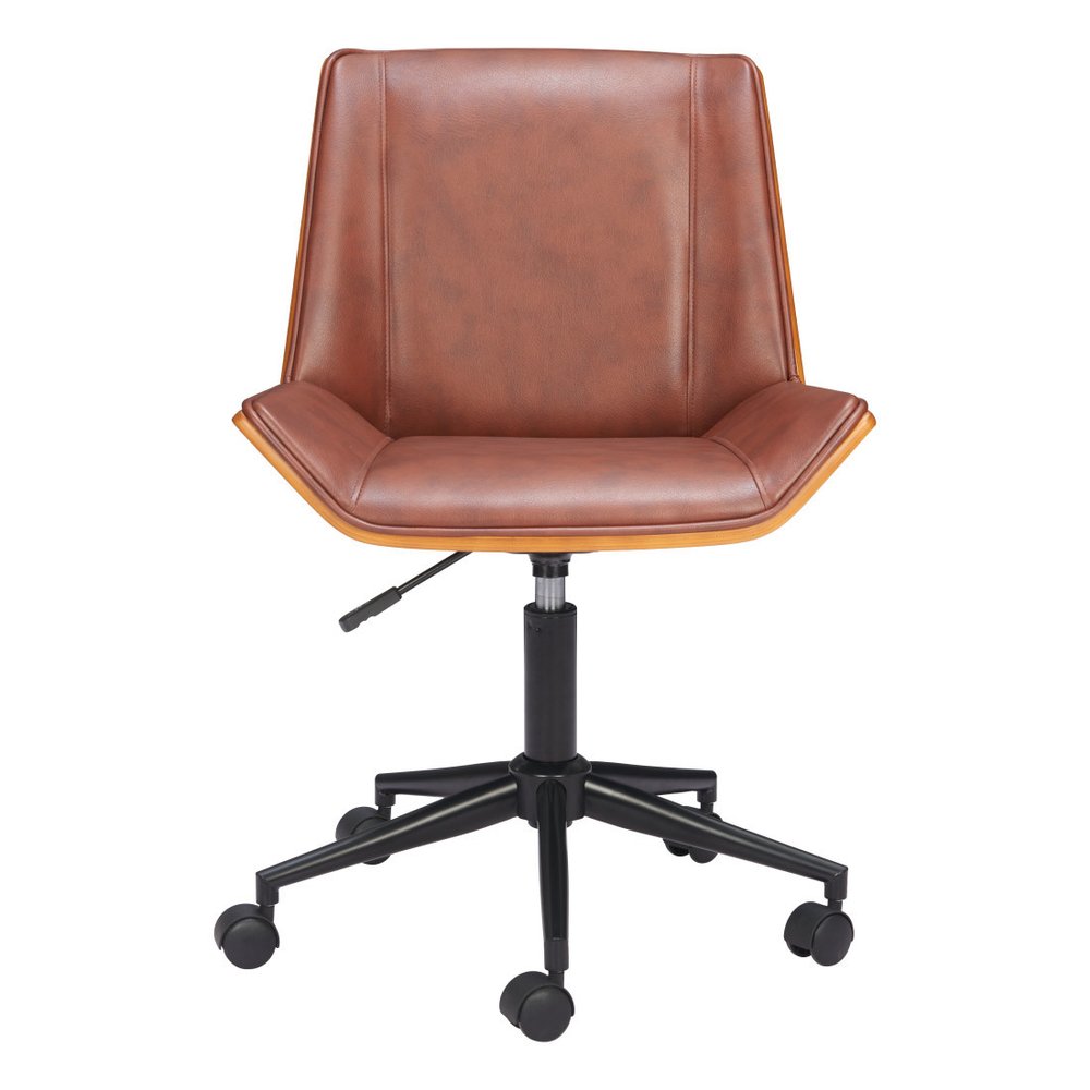 Brown Adjustable Height Rolling Office Chair