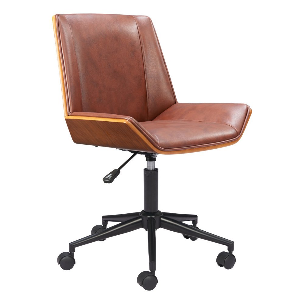 Brown Adjustable Height Rolling Office Chair
