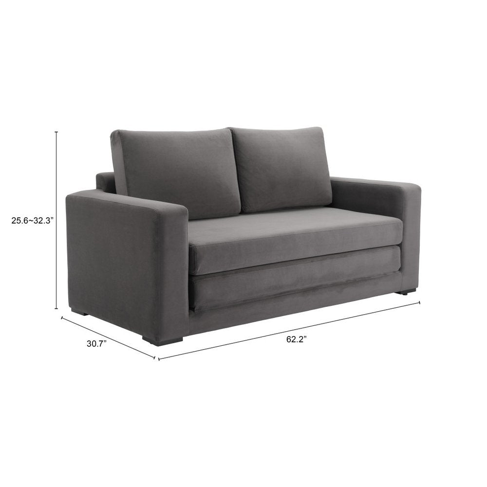 63" Gray Fabric Sleeper Sofa