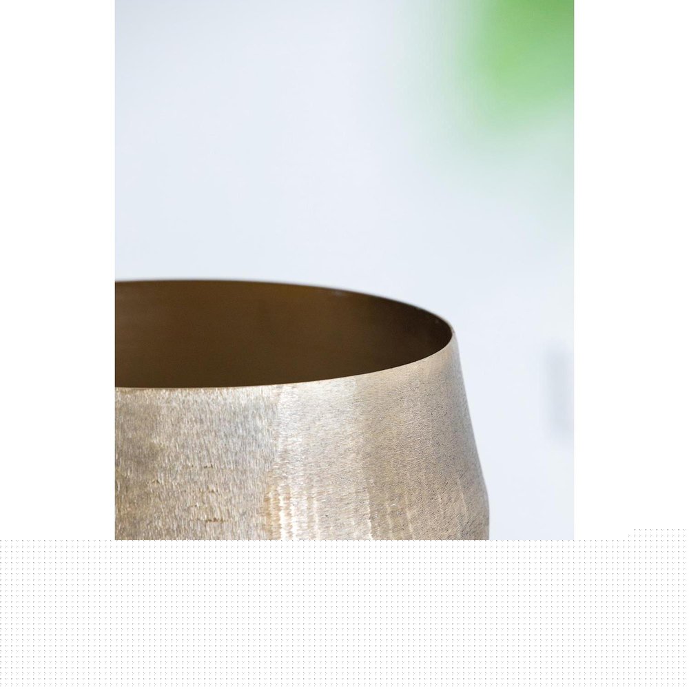 Set of Two Gold Aluminum Round Table Vases
