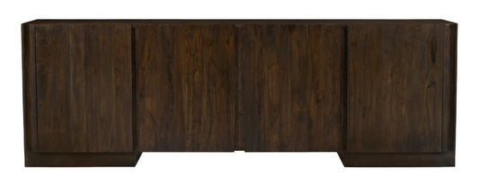96" Dark Brown Distressed Solid Wood Sideboard With Four Doors