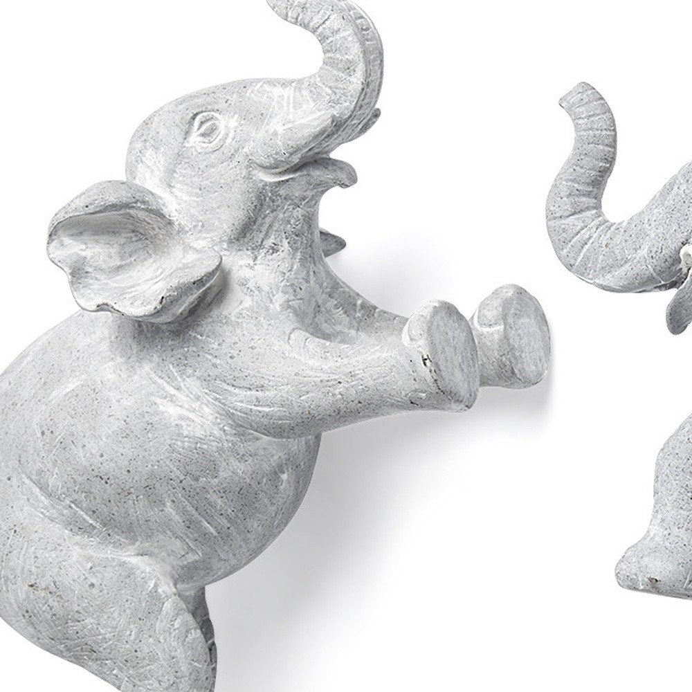 Set of Two Maynard I Gray Elephant Resin Hanging Dimensional Sculpture