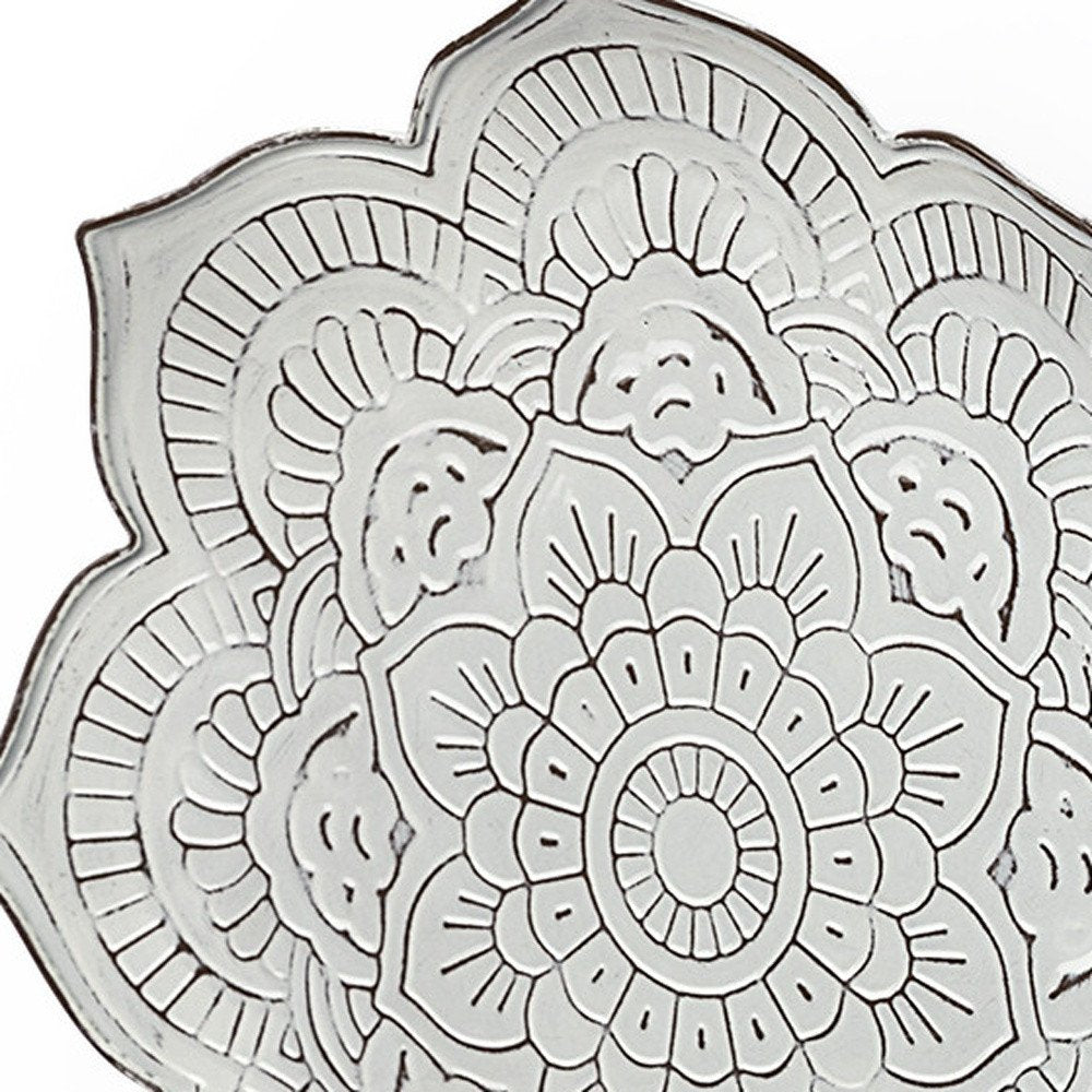 Set of Two Miranda Silver Flower Mandala Metal Hanging Dimensional Sculpture