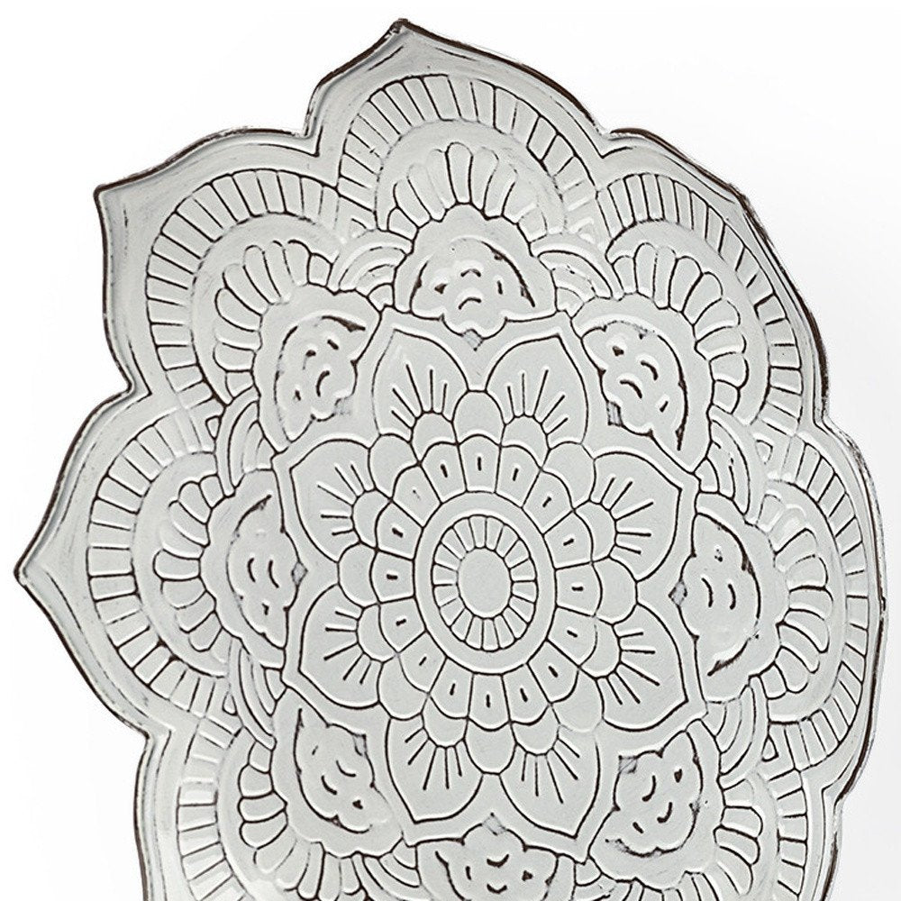 Set of Two Miranda Silver Flower Mandala Metal Hanging Dimensional Sculpture