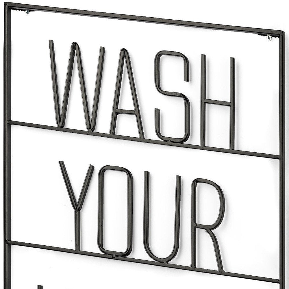 Wash Your Hands Sign 20" X 17" Black Wash Your Hands Metal Wall Decor