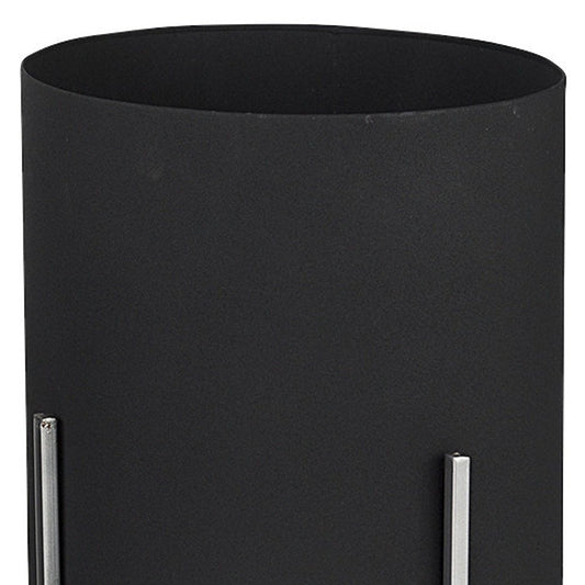 Set of Two Black Metal 20 Ounce Round Pot Planters