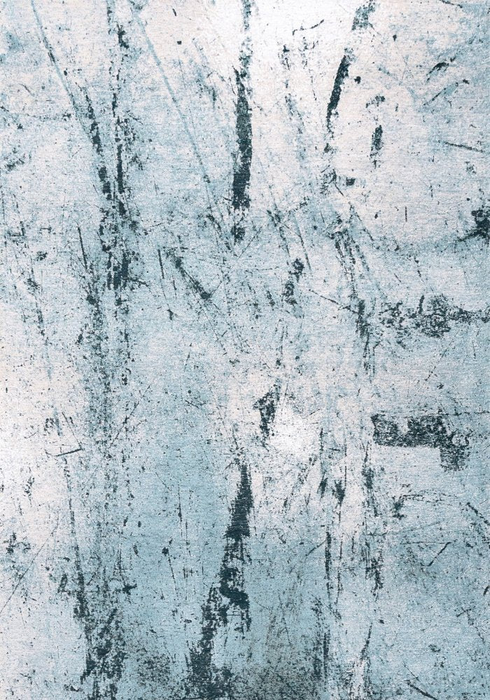 9' X 13' White And Blue Abstract Washable Area Rug With UV Protection