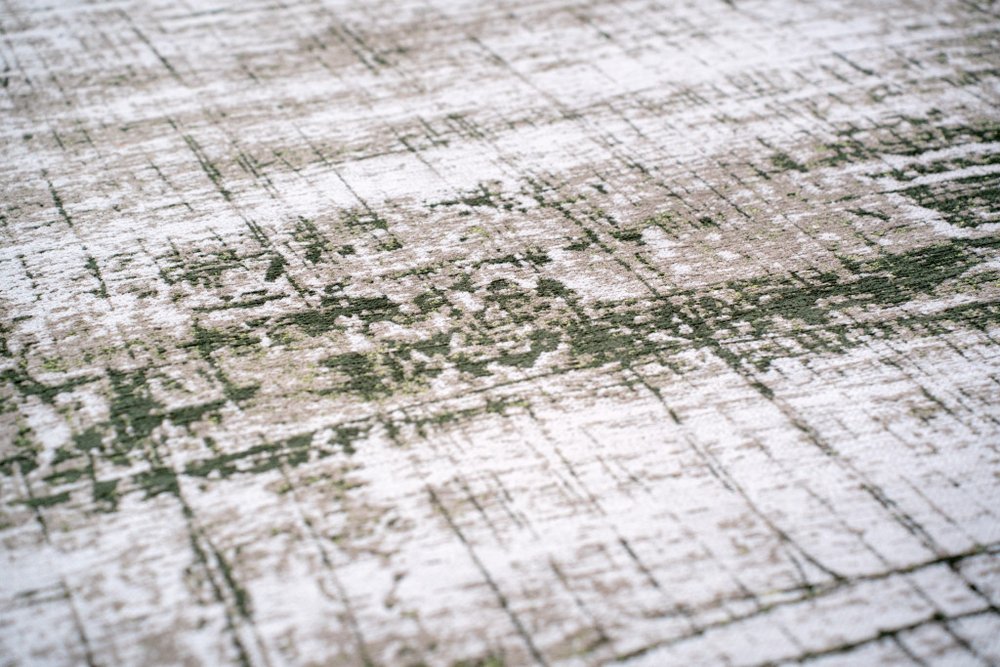 9' X 13' White Gray And Green Abstract Washable Area Rug With UV Protection