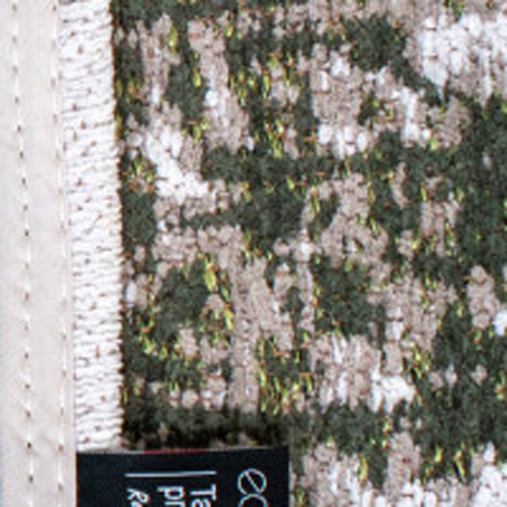 9' X 13' White Gray And Green Abstract Washable Area Rug With UV Protection