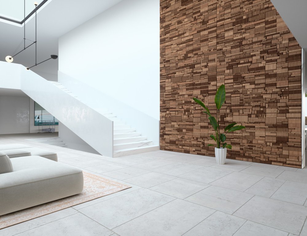 Brown 3D Embossed Abstract Teak Reclaimed Wood Decorative Wall Panels