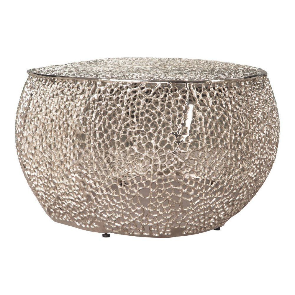 50" Silver Aluminum Oval Pedestal Coffee Table
