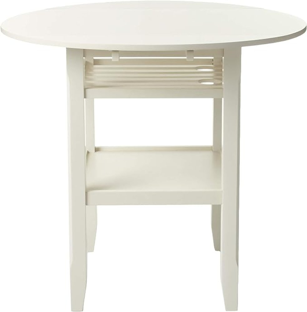 40" Cream Wood Rounded Drop Leaf Bar Table