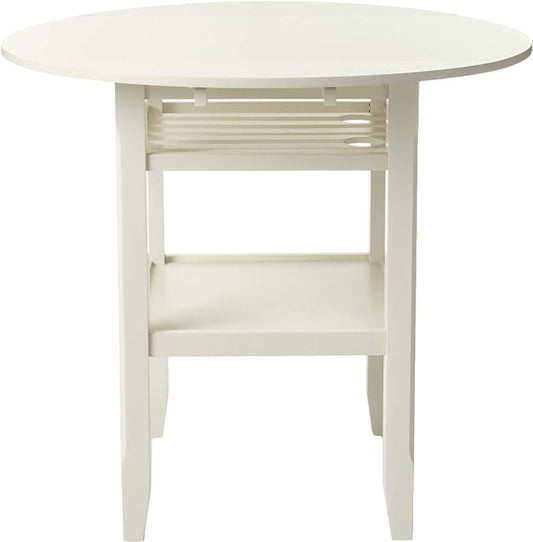 40" Cream Wood Rounded Drop Leaf Bar Table