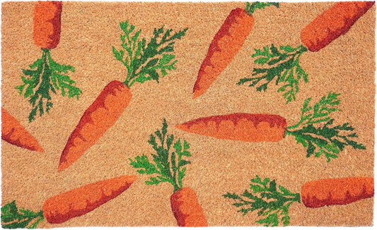 17" X 29" Natural And Orange Easter Carrots Coir Outdoor  Door Mat