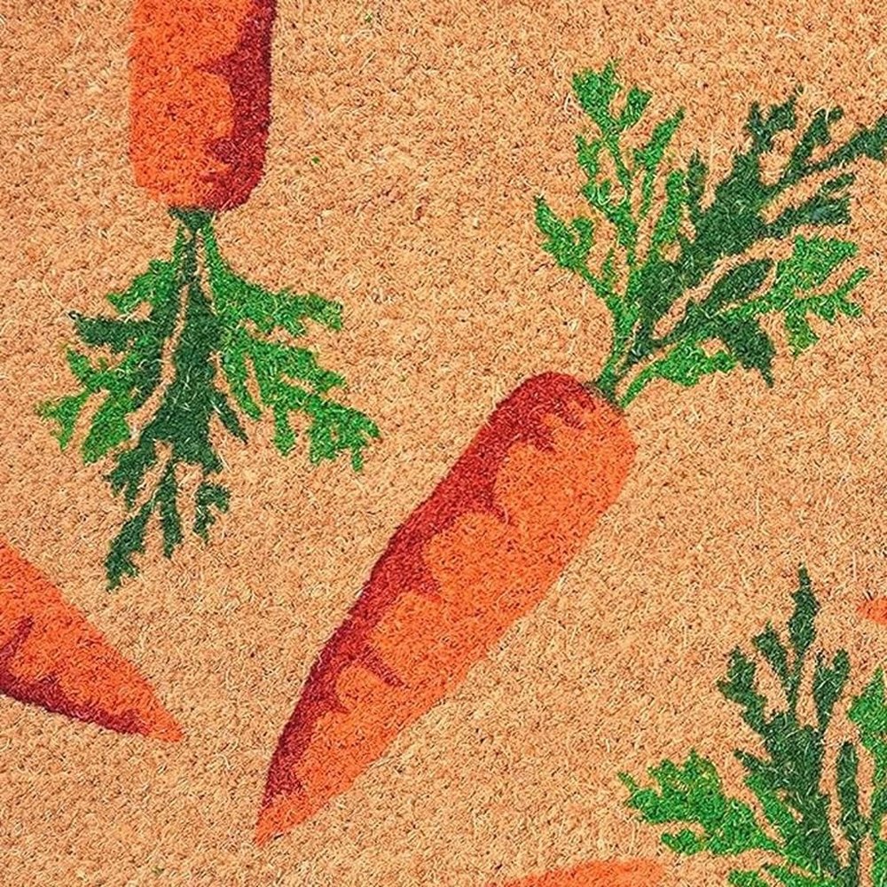 17" X 29" Natural And Orange Easter Carrots Coir Outdoor  Door Mat