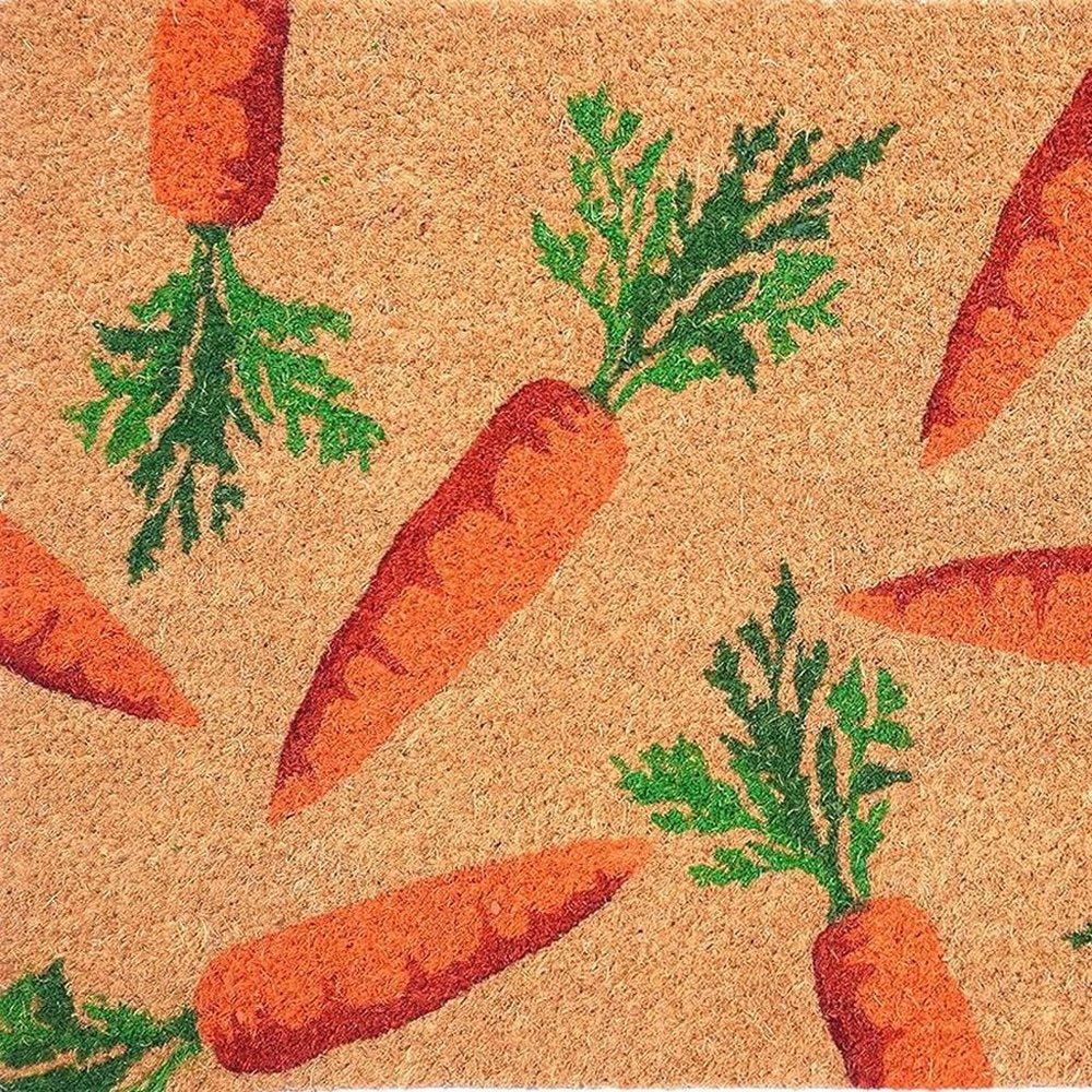 17" X 29" Natural And Orange Easter Carrots Coir Outdoor  Door Mat