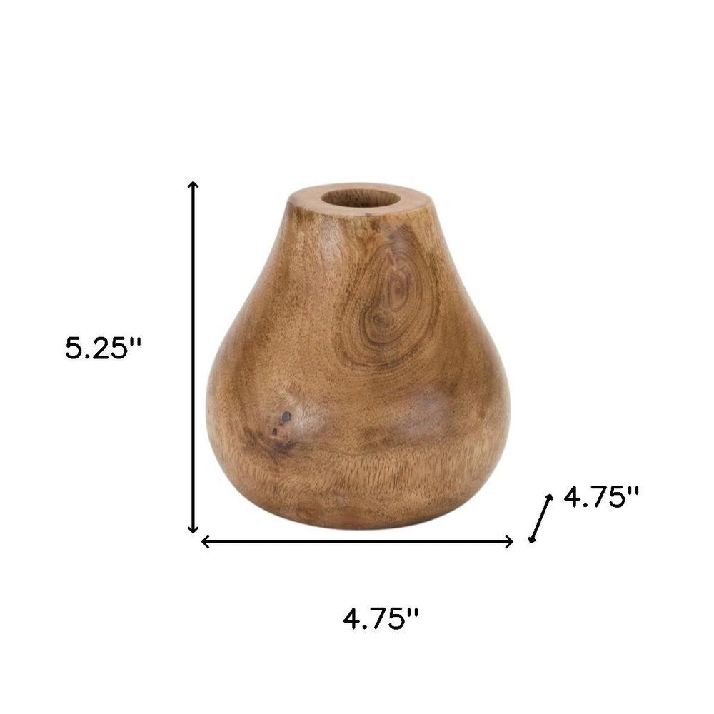 Set of Three Natural Wood Bud Table Vases