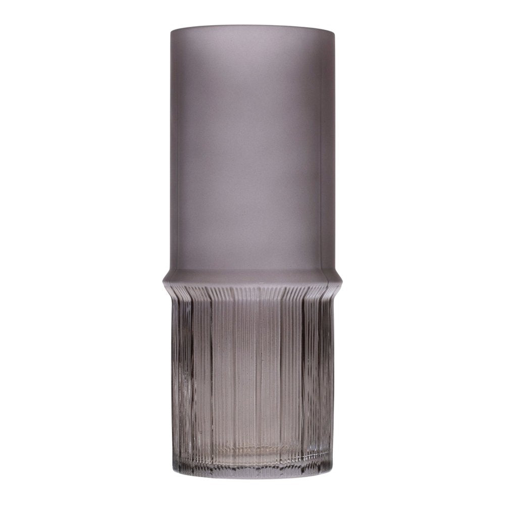 Set of Two Gray Glass Cylinder Table Vases