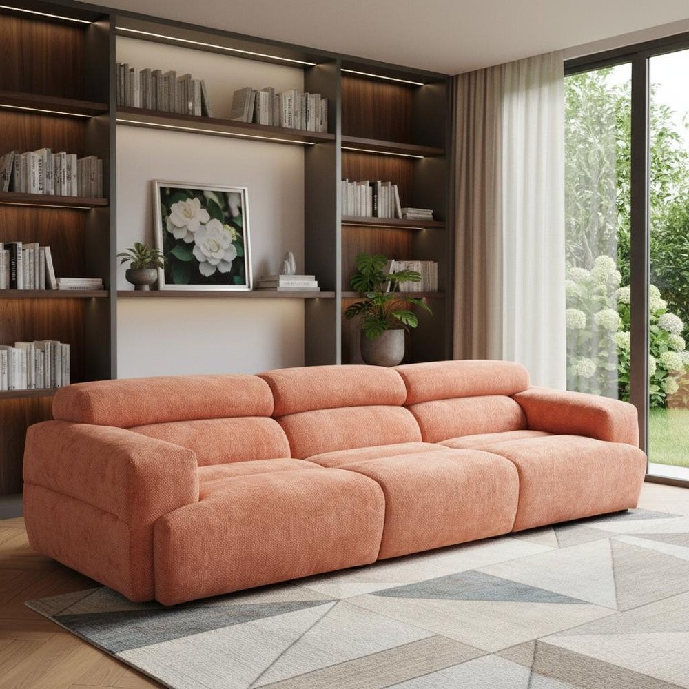 108" Orange Manufactured Wood Sofa