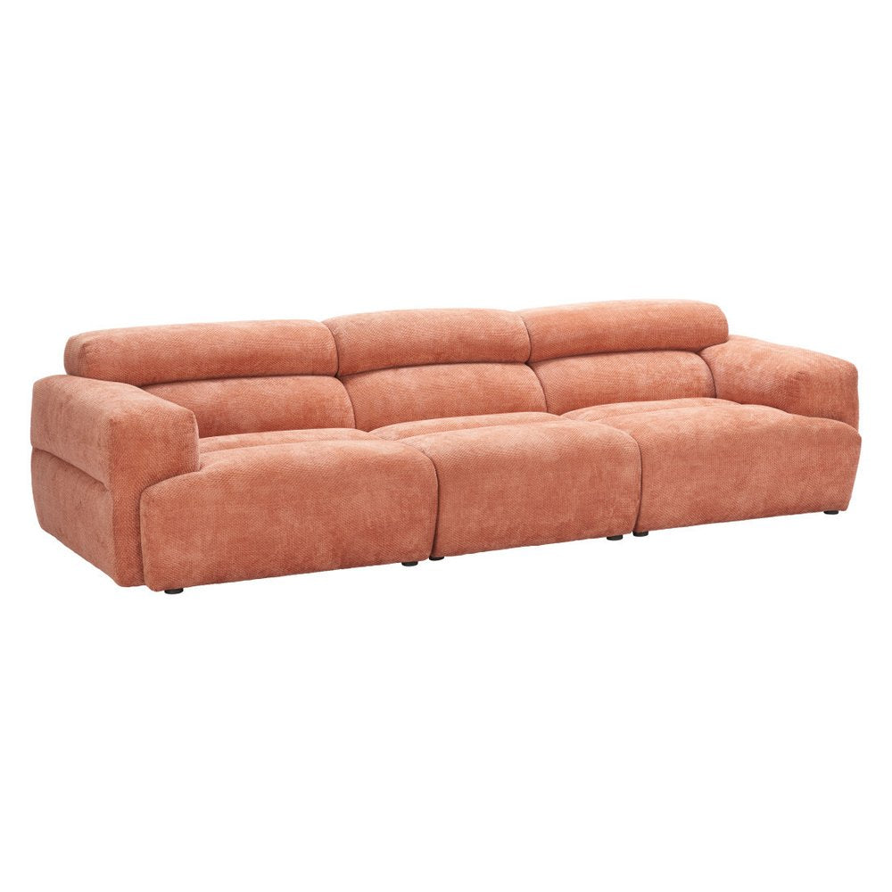 108" Orange Manufactured Wood Sofa