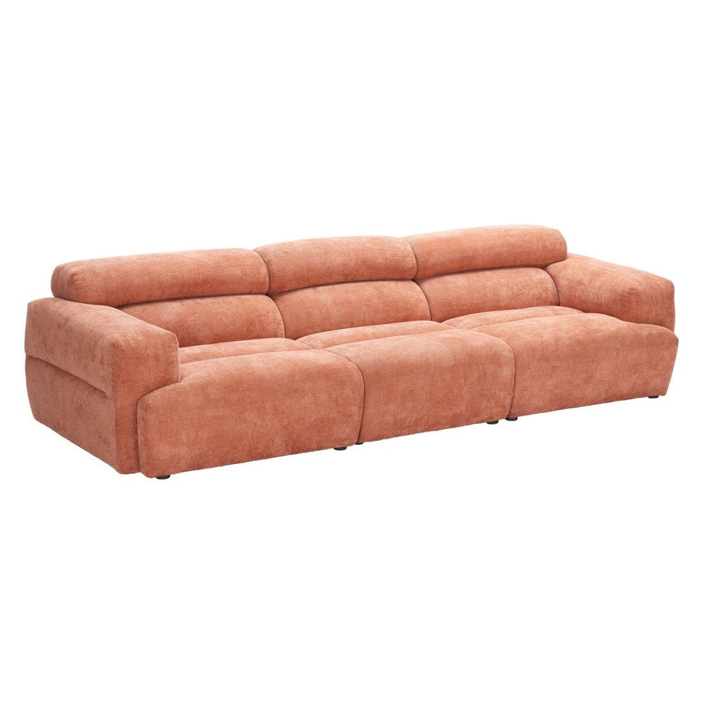 108" Orange Manufactured Wood Sofa