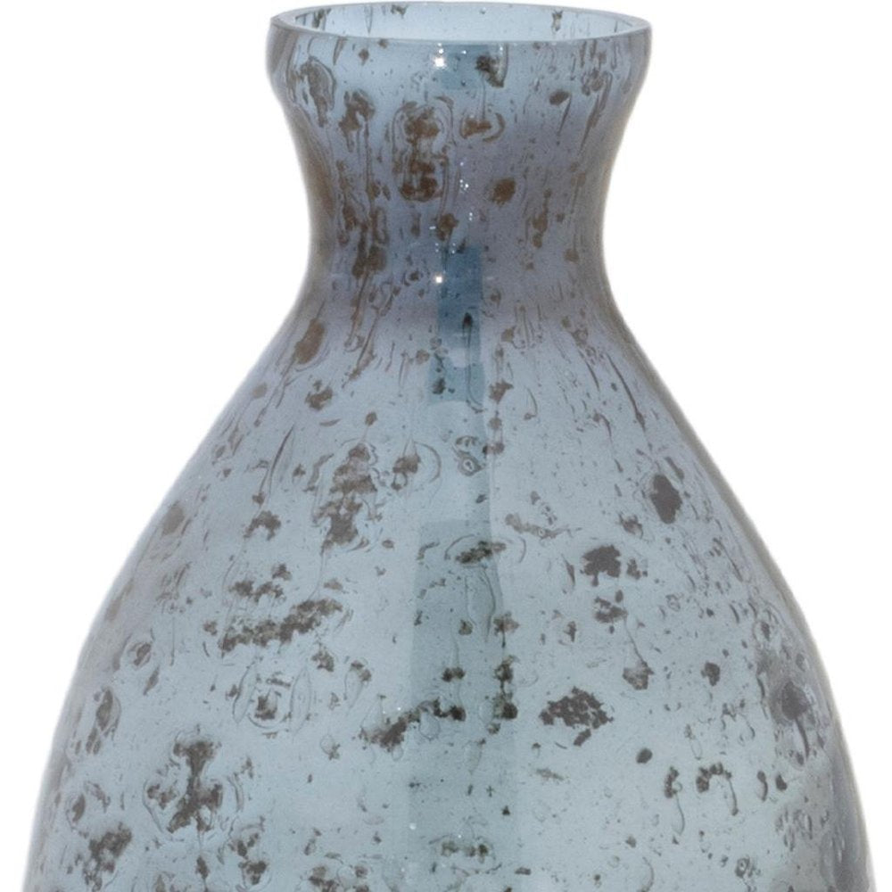 Set of Three Blue And Gray Seeded Glass Table Vases