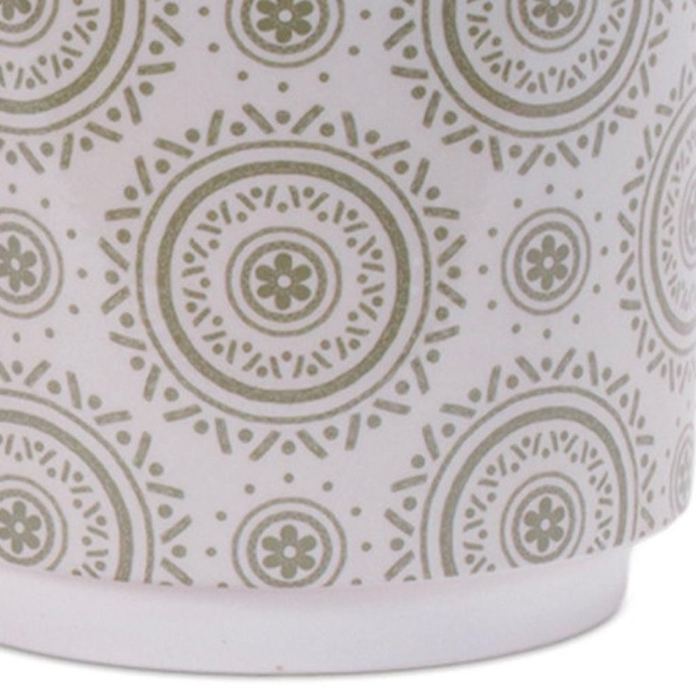 Set of Three Green Pink And White Ceramic 1 Ounce Leaf Round Pot Planters