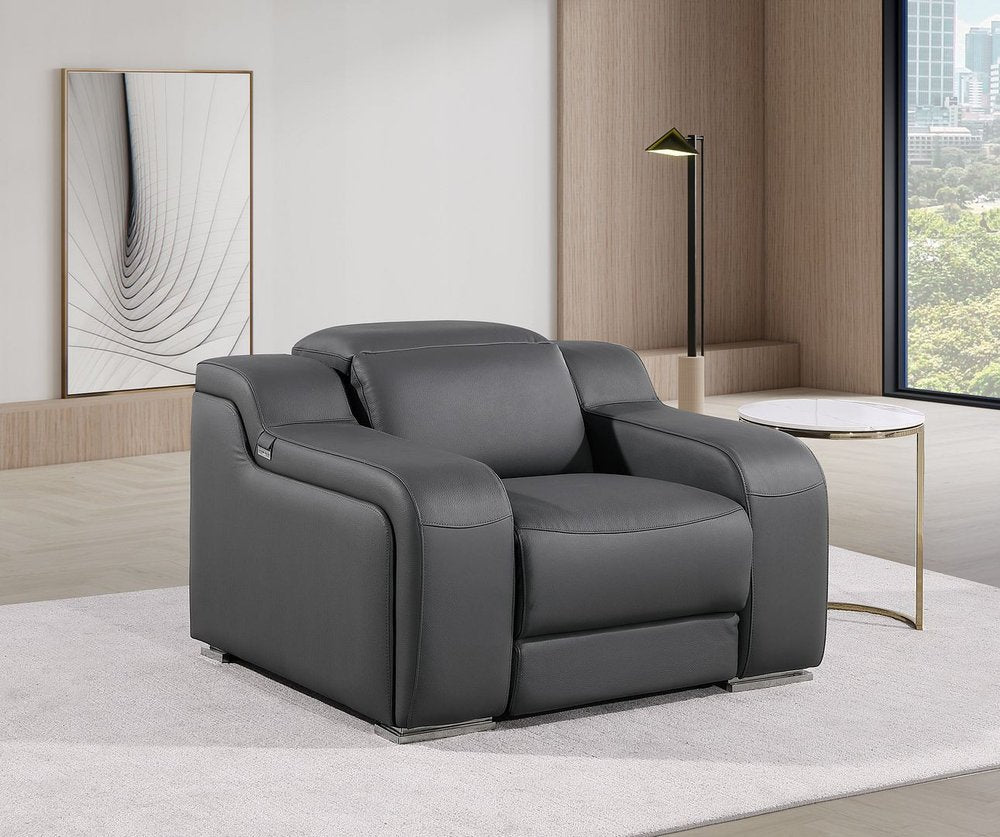 41" Chestnut Italian Leather Wall Hugger Recliner With USB