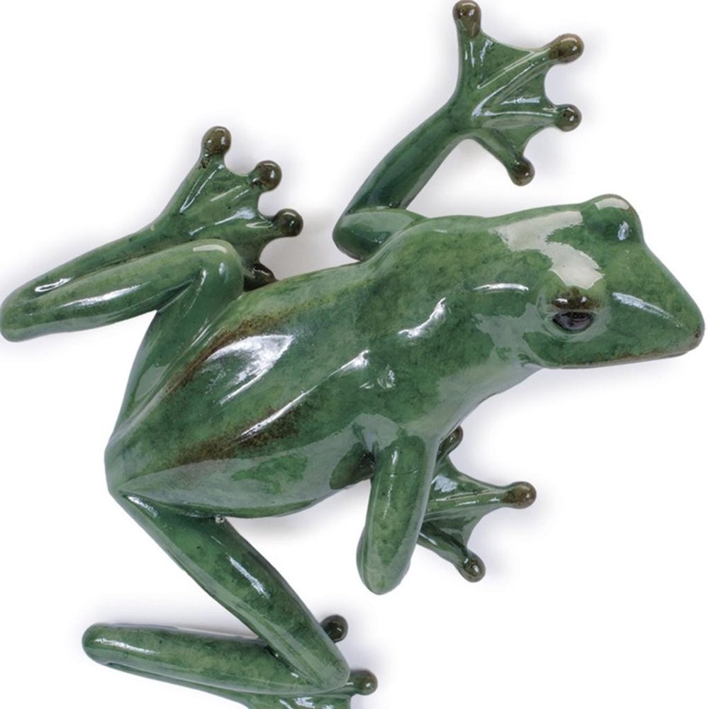 Set of Two Stone Garden Green Frog Resin Hanging Dimensional Sculptures