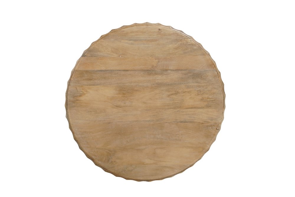 Two Piece Natural Solid Wood Round Drum Coffee And End Table Set