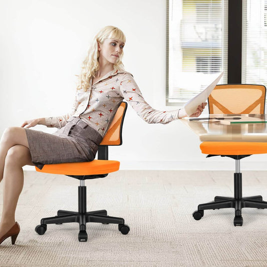 Black and Orange Adjustable Height Swivel Rolling Office Chair