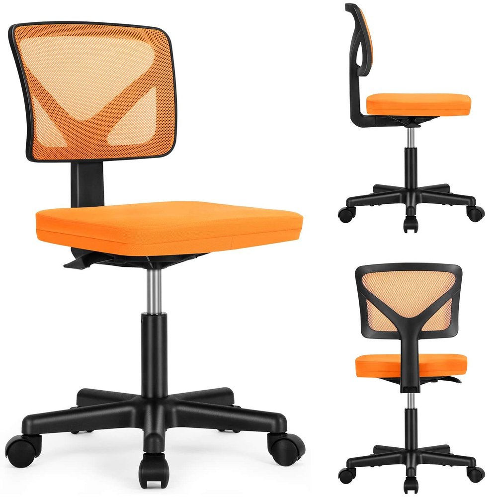 Black and Orange Adjustable Height Swivel Rolling Office Chair