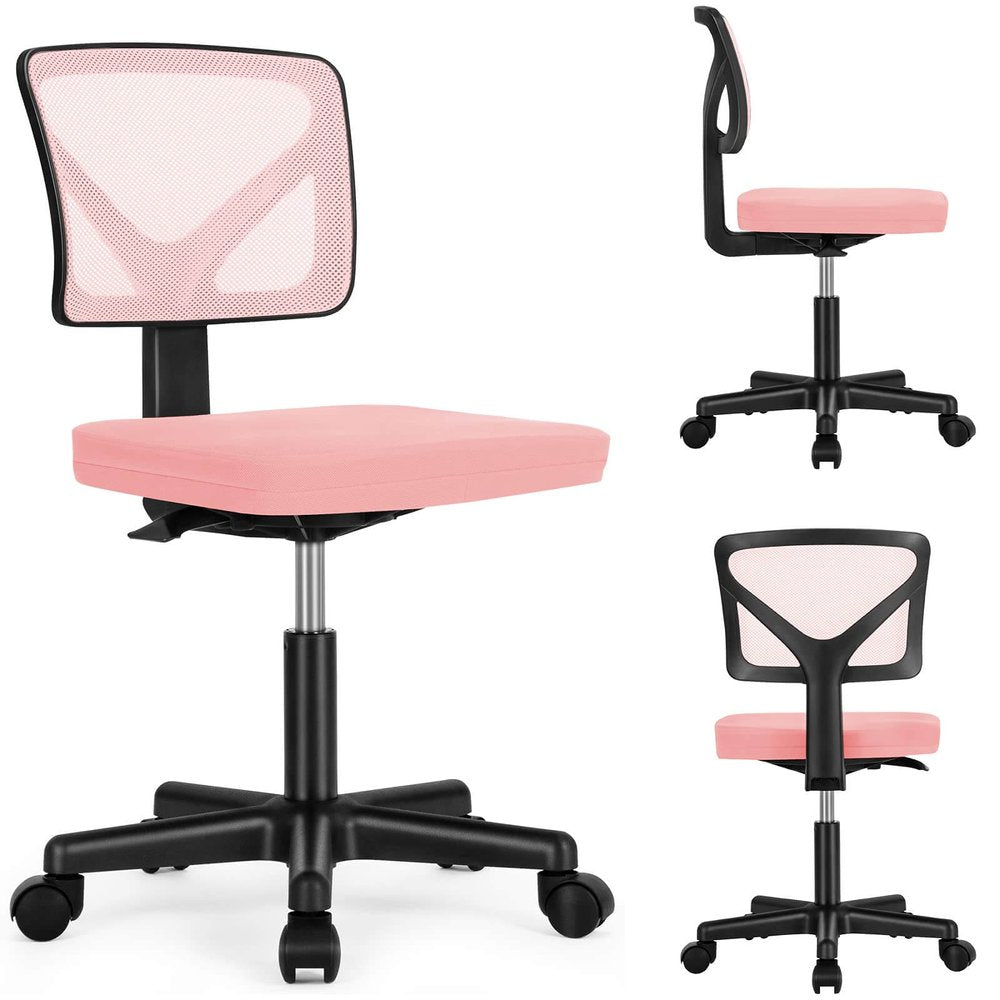 Black and Pink Adjustable Height Swivel Rolling Office Chair