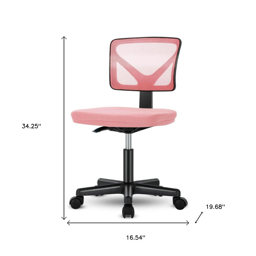 Black and Pink Adjustable Height Swivel Rolling Office Chair