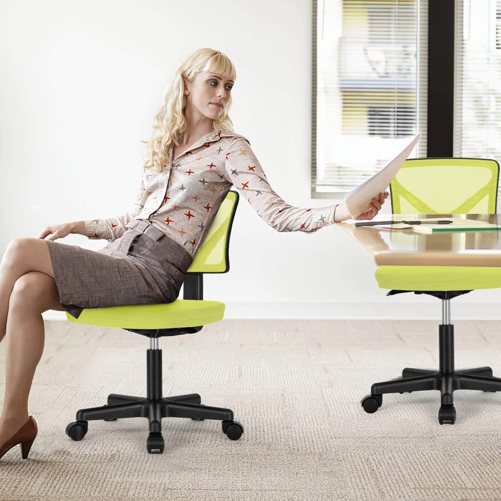 Black and Yellow Adjustable Height Swivel Rolling Office Chair